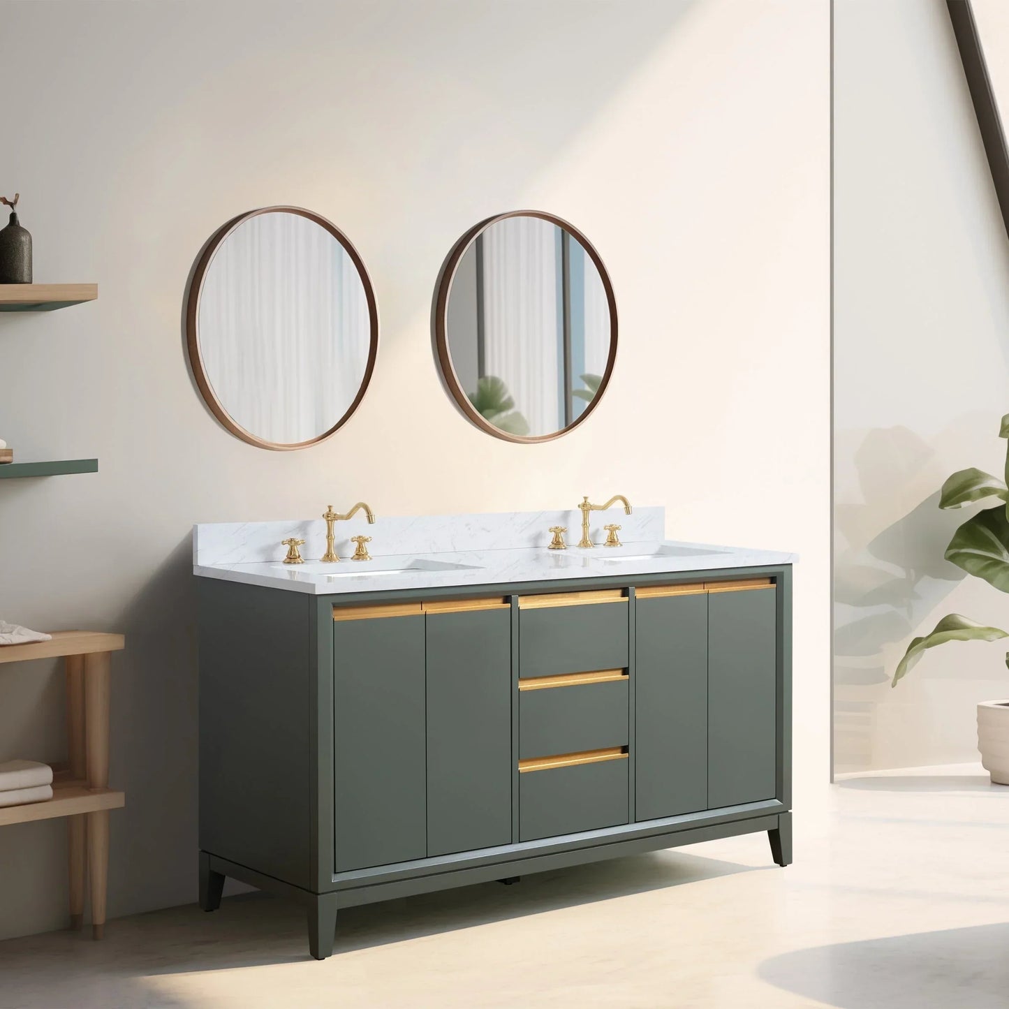 Vanity Art Bathroom Vanity with Ceramic Sink and Engineered Marble Top