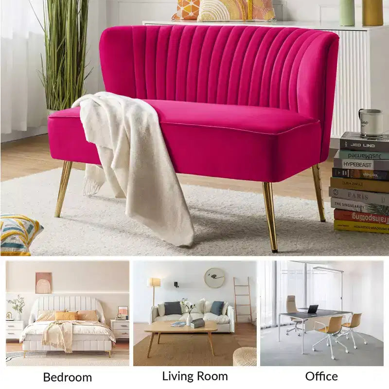 Velvet Nicolas Loveseat Chair Contemporary 2-Seater Sofa for Living Room and Bedroom Tufted Back Loveseat | Karat Home