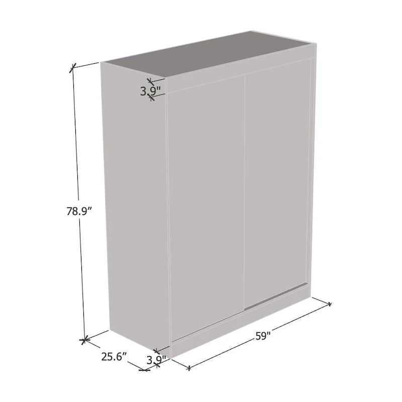 Aria High Gloss 2-door Modern Wardrobe with Mirror