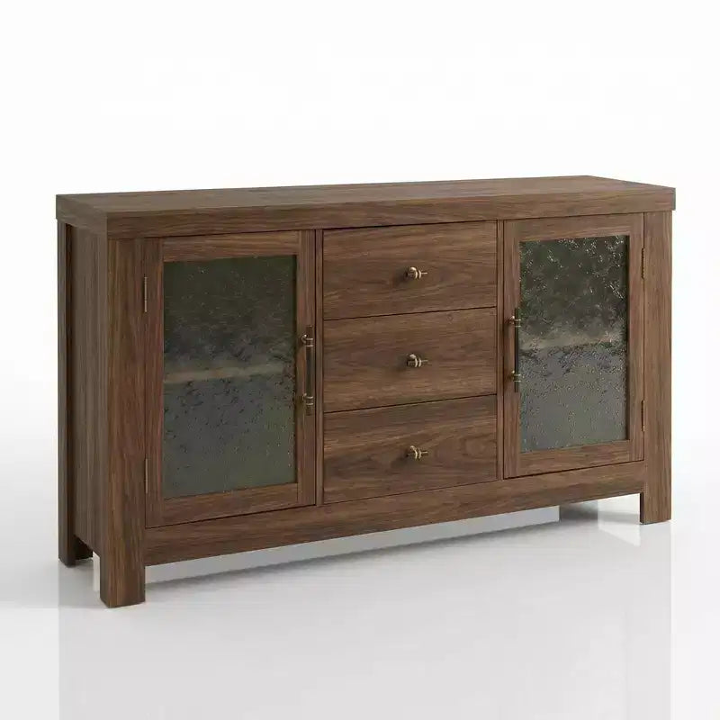 54.4 Buffet Sideboard, Accent Storage Cabinet with 2 Glass Doors & 3 Drawers, Coffee Bar Table, TV Stand for Living Room, Kitchen, Dining Room