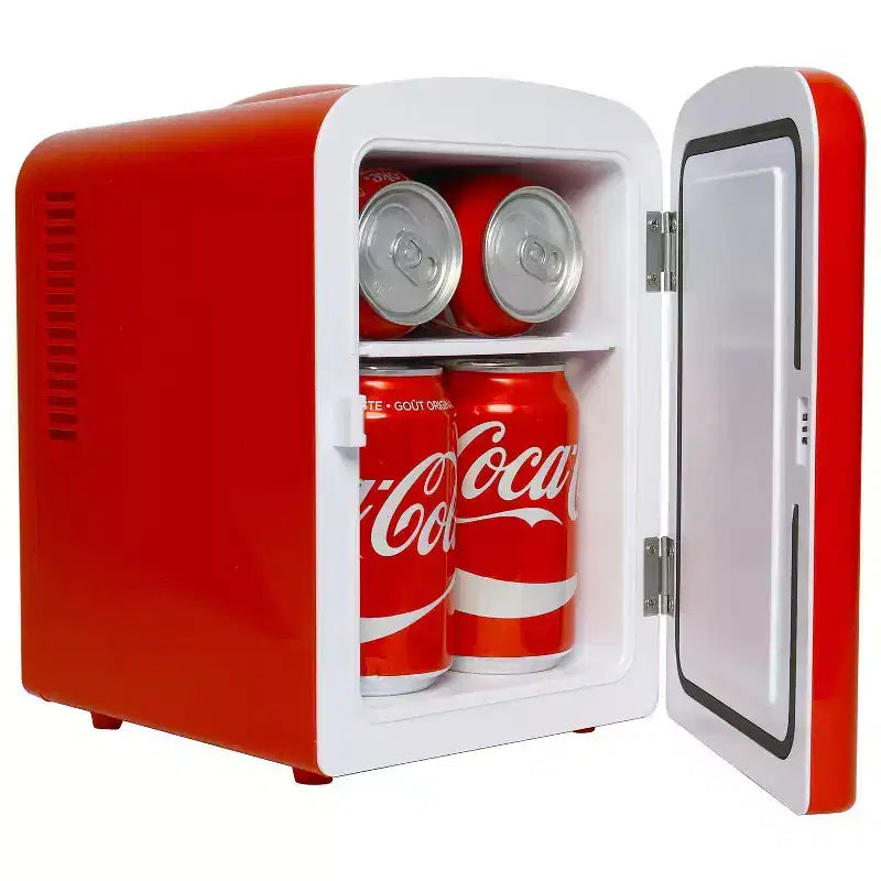Coca-Cola Polar Bear 4L Cooler/Warmer 12V DC 110V AC Mini Fridge - Red: Thermoelectric Dorm Refrigerator, 6 Can Capacity