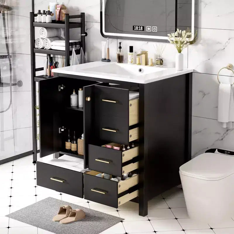 30-Inch Bathroom Vanity with Sink, Storage Drawers & Soft-Close Doors