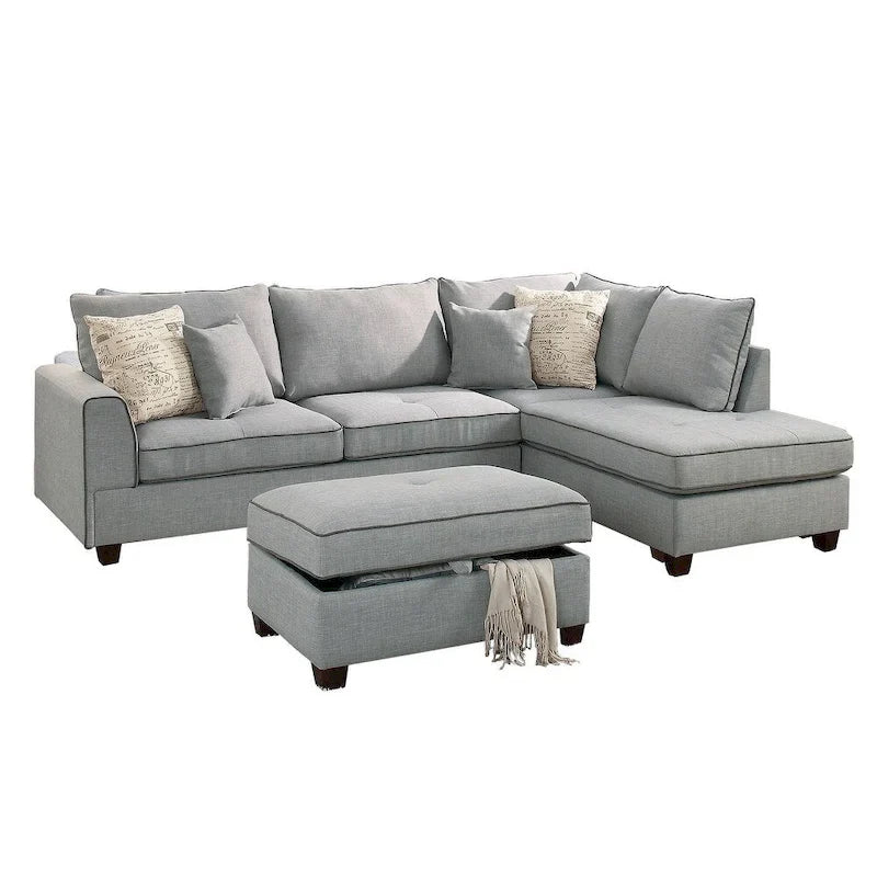 3 Piece Fabric Sectional Sofa