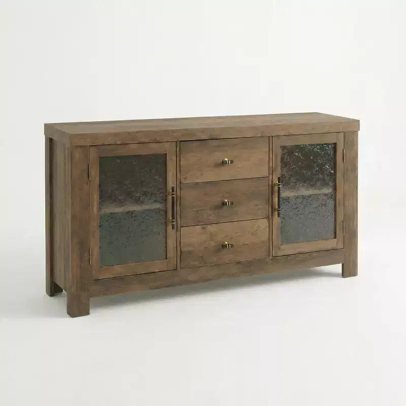 54.4 Buffet Sideboard, Accent Storage Cabinet with 2 Glass Doors & 3 Drawers, Coffee Bar Table, TV Stand for Living Room, Kitchen, Dining Room