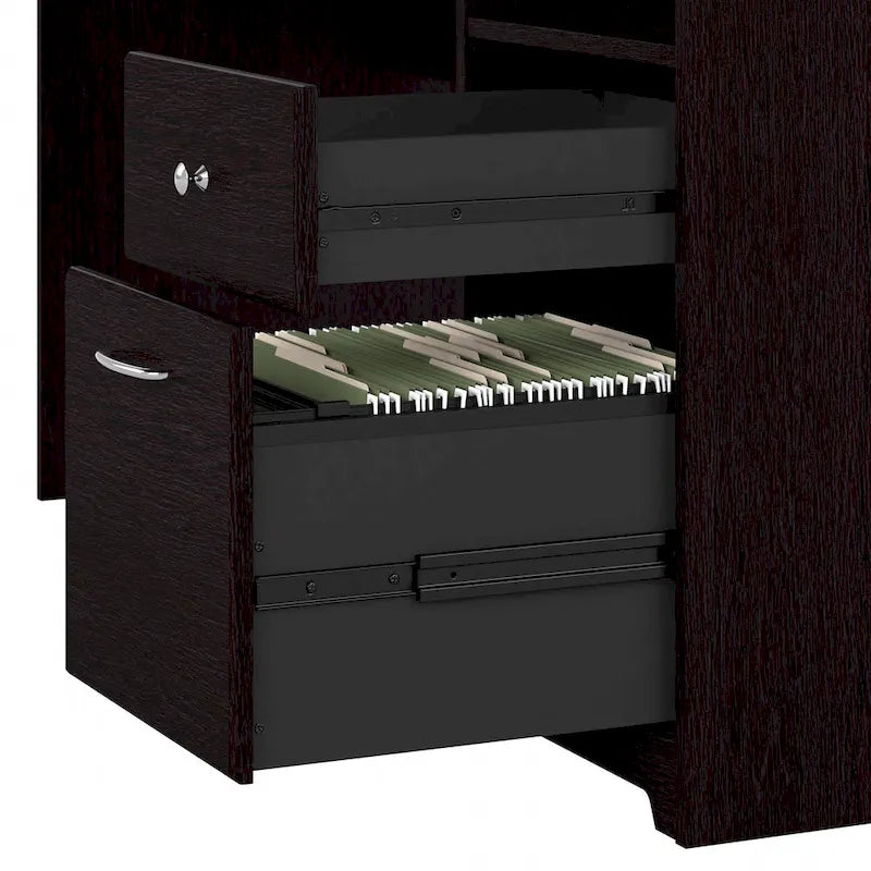 60" L-Shaped Computer Desk with Hutch, 5-Shelf Bookcase & File Drawer, 200 lb Desktop Capacity