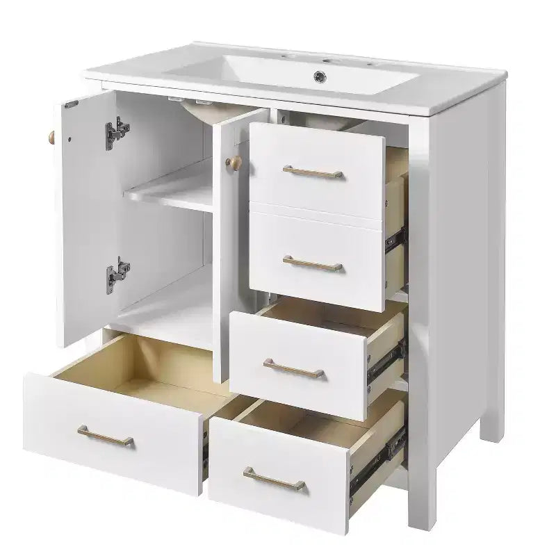 30-Inch Bathroom Vanity with Sink, Storage Drawers & Soft-Close Doors