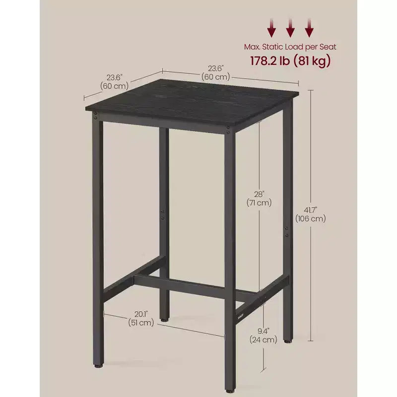 Small High Top Bar Table with Metal Frame – Seats 2