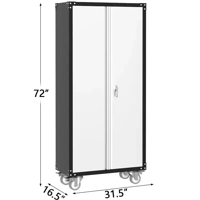 Steel Rolling Tool Cabinet with Lock | Heavy-Duty Garage Storage w/ 4 Adjustable Shelves & Pegboard