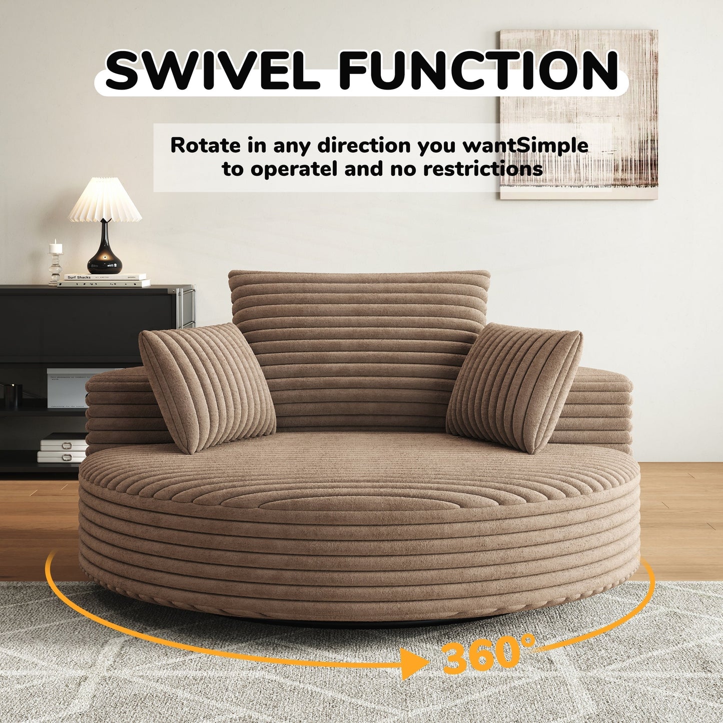Corduroy Chenille Foam Single Swivel Chair