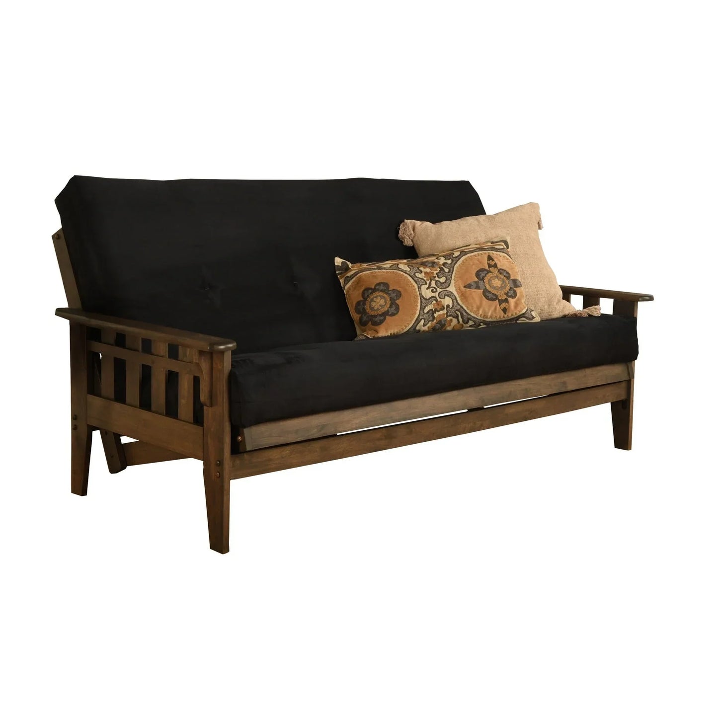 Full-size Rustic Walnut Futon Set with Mattress