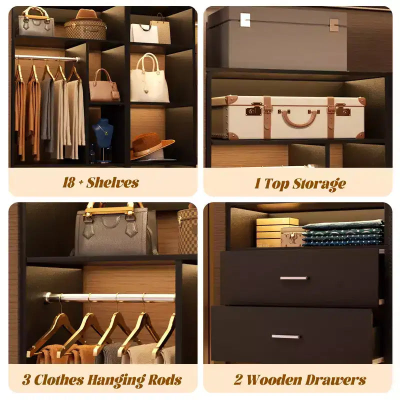 Corner Closet Organizer System with 2 Drawers