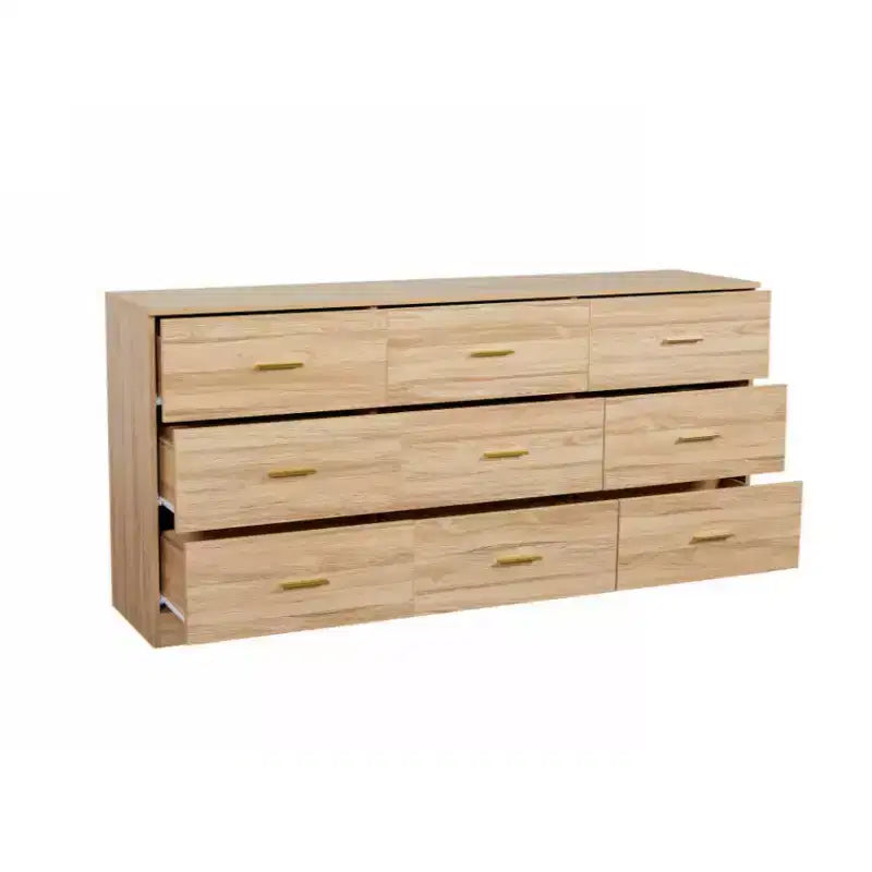 9-Drawer Dresser – Natural Wood Grain, MDF, Single User
