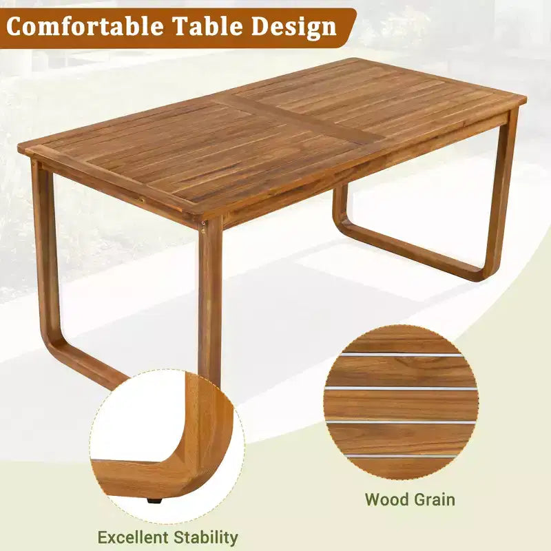 GDFStudio Camille 7-Piece Acacia Wood Patio Dining Set with Cushions