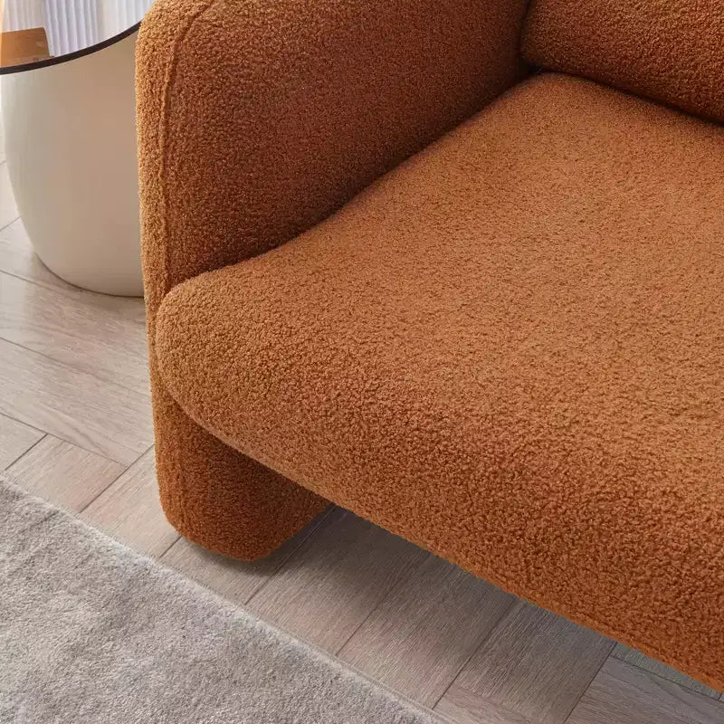 MAYEERTY Modern Lamb Fabric Loveseat Sofa Solid Wood Frame Toss Pillow Included