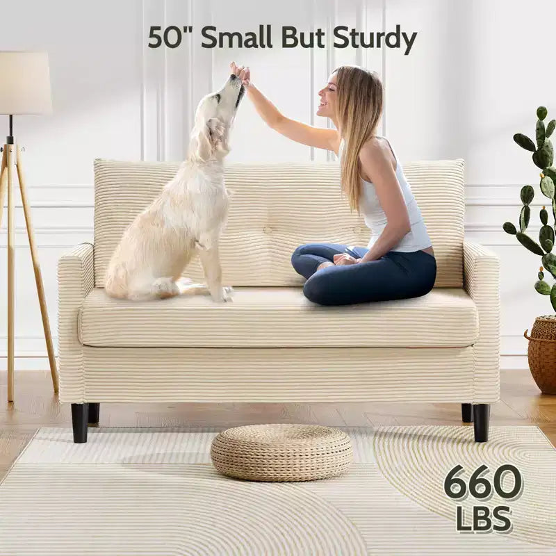 Small Loveseat Sofa, Comfy Couch with Thick Cushions, Tool-Free Assembly Loveseat for Bedroom, Small Loveseat for Small Spaces