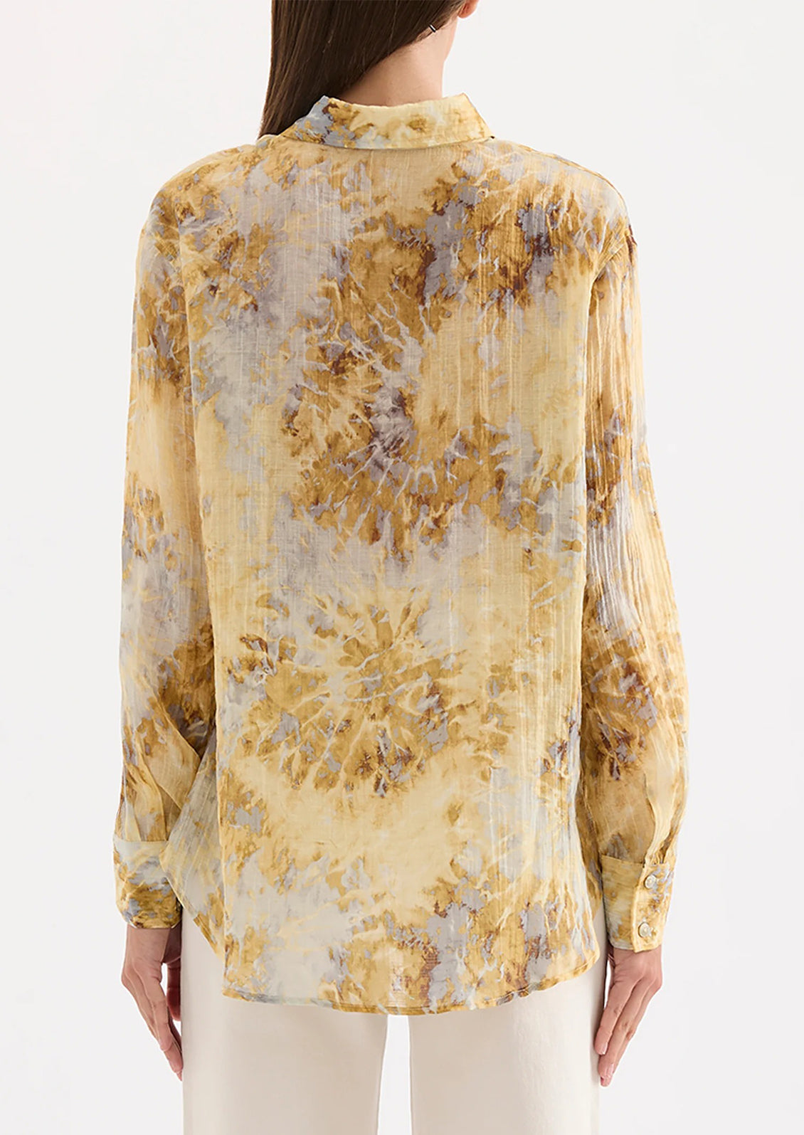 Soft, breathable, and sophisticated yellow and blue color-blocked shirt