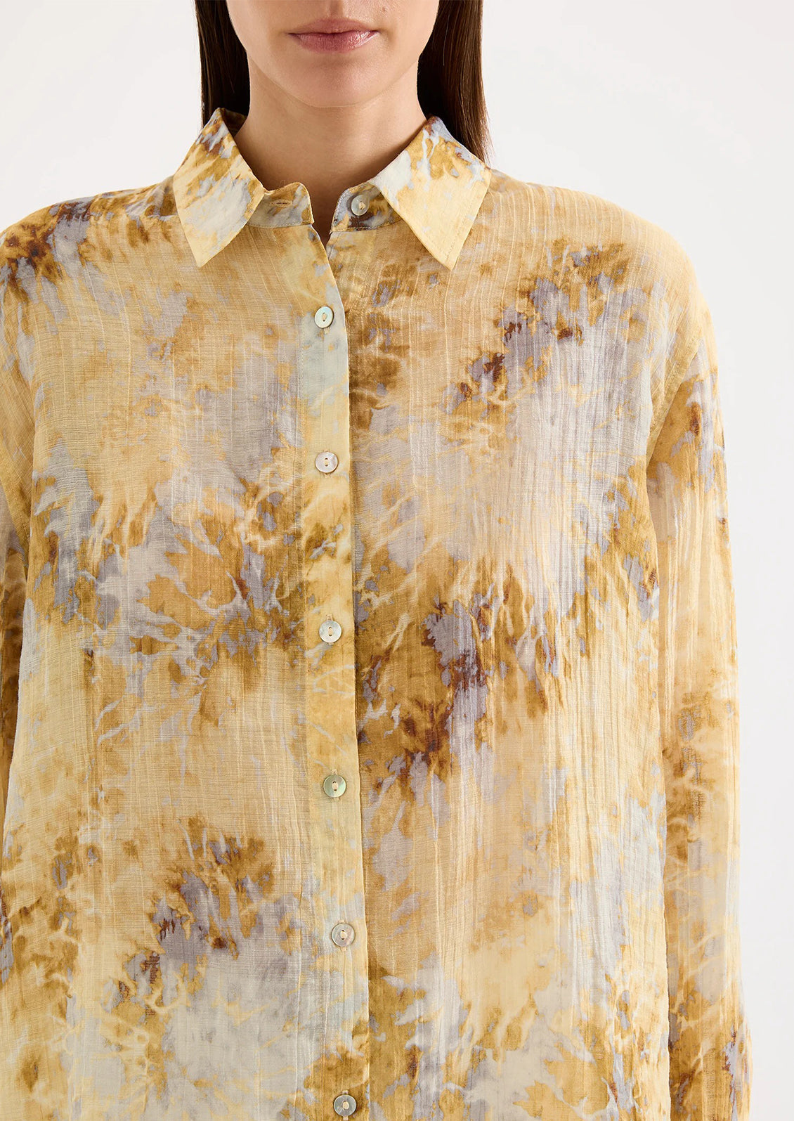 Soft, breathable, and sophisticated yellow and blue color-blocked shirt