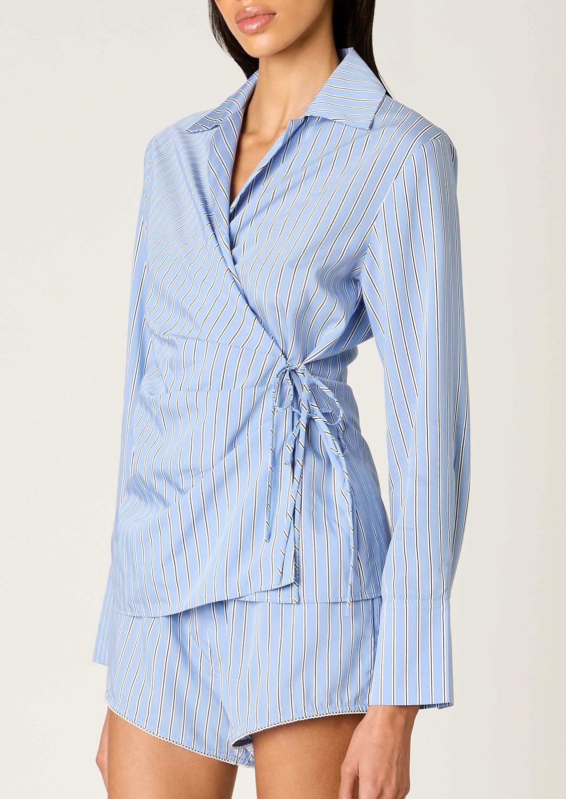 Light Blue Striped Cotton-Nylon Shirt